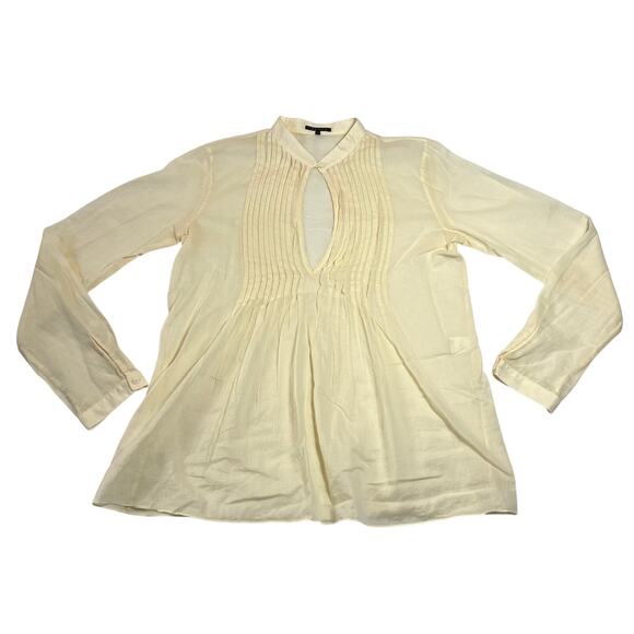 Theory Tops - Theory Women's Bianca Keyhole Cotton Pin Tuck Blouse Size Medium Breathable